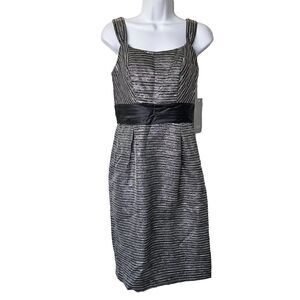 NWT THEIA 2 Metallic Striped Sheath Sleeveless Dress